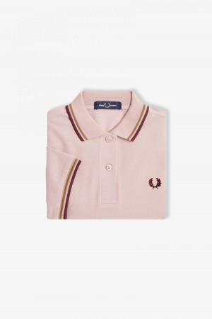 Dusty Rose Pink / Shaded Stone / Oxblood Fred Perry G3600 Women's Fred Perry Shirt | BSGSD51635