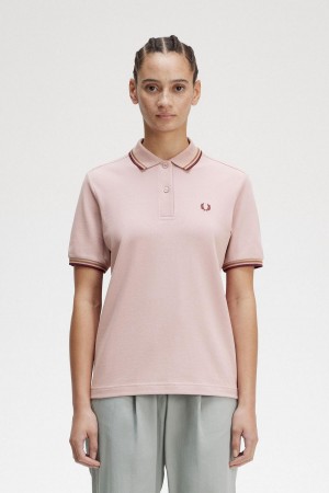 Dusty Rose Pink / Shaded Stone / Oxblood Fred Perry G3600 Women's Polo Shirts | ASGWC94998