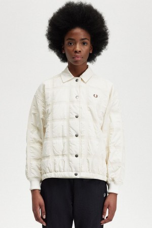 Ecru Fred Perry Quilted Women's Coats | USGTG54268