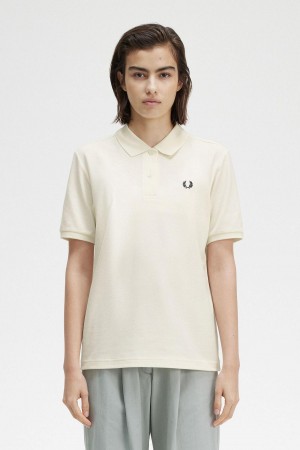 Ecru / Black Fred Perry G6000 Women's Polo Shirts | PSGQX73024