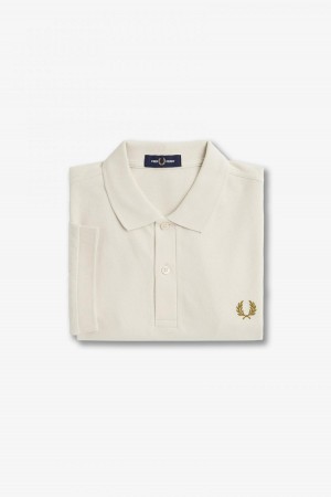 Ecru / Dark Caramel Fred Perry M6000 Men's Fred Perry Shirt | SGJBT78556