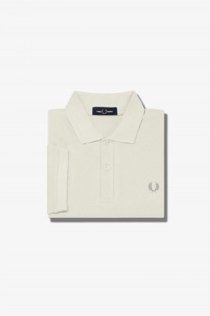 Ecru / Limestone Fred Perry M6000 Men's Fred Perry Shirt | SGJBT63364