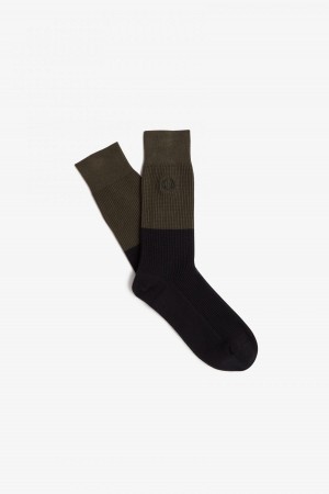 Field Green / Black Fred Perry Waffle Knit Accessories Socks | TSGWZ99935