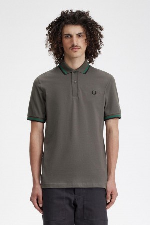 Field Green / Fred Perry Green / Black Fred Perry M12 Men's Polo Shirts | SGNEJ90560