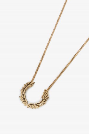 Gold Fred Perry Laurel Wreath Necklace Accessories Jewellery | SGJKU17421