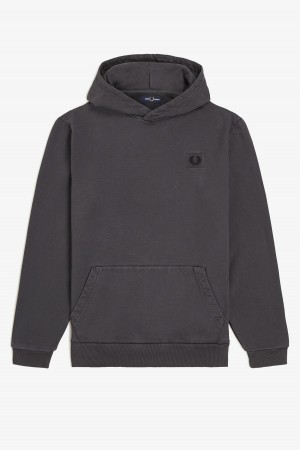 Gunmetal Fred Perry Heavyweight Hooded Men's Sweatshirts | GSGUC18393