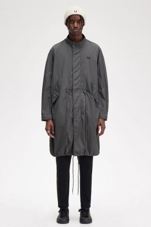 Gunmetal Fred Perry Straight Hem Parka Men's Coats | SSGVO65786