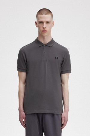 Gunmetal / Black Fred Perry M6000 Men's Polo Shirts | SGJKU18147