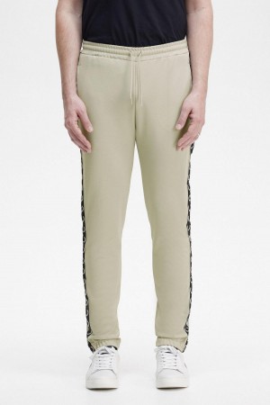 Light Oyster / Black Fred Perry Taped Track Pants Men's Tracksuits | SGCVG92965