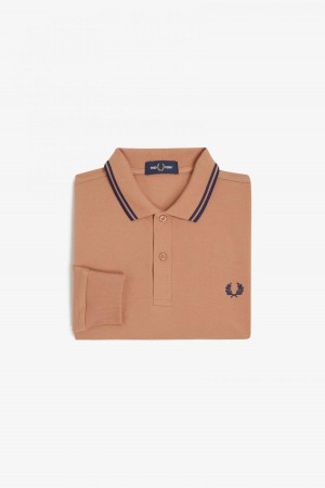 Light Rust / French Navy / French Navy Fred Perry M3636 Men's Fred Perry Shirt | LSGSX92139