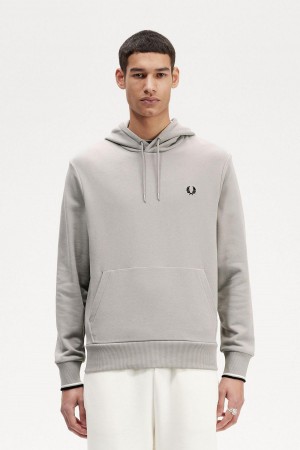 Limestone Fred Perry Tipped Hooded Men's Sweatshirts | GSGUC36179