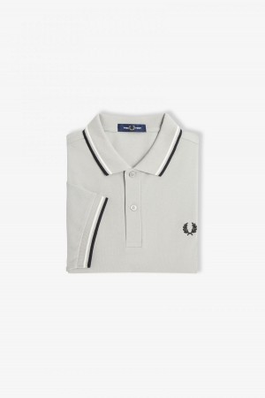 Limestone / Ecru / Black Fred Perry M3600 Men's Fred Perry Shirt | DSGKV59169