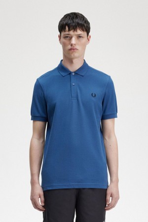 Midnight Blue / Black Fred Perry M6000 Men's Polo Shirts | FSGUI82369