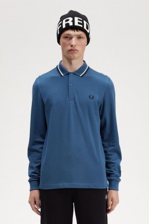 Midnight Blue / Snow White / Black Fred Perry M3636 Men's Polo Shirts | YSGGT27916