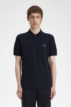 Navy / Cyber Blue Fred Perry M6000 Men's Polo Shirts | SGDYB52668