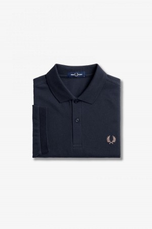 Navy / Dark Pink Fred Perry M6000 Men's Fred Perry Shirt | LSGSX31741