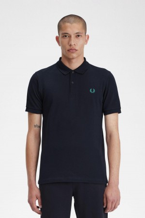 Navy / Deep Mint Fred Perry M6000 Men's Polo Shirts | MSGHR66209