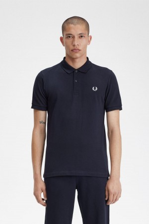 Navy / Ice Fred Perry M3 Men's Polo Shirts | SGZPD94853