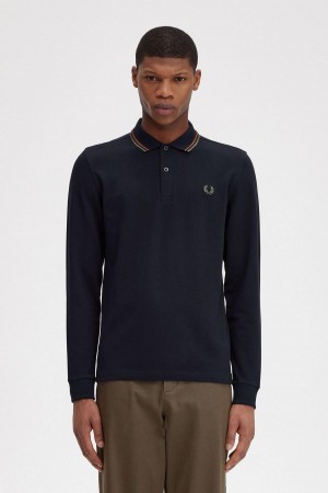 Navy / Nut Flake / Field Green Fred Perry M3636 Men's Polo Shirts | DSGKV76798