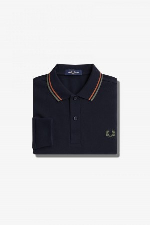 Navy / Nut Flake / Field Green Fred Perry M3636 Men's Fred Perry Shirt | SGJVR57279