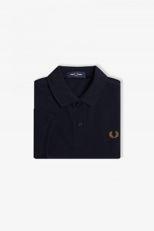 Navy / Shaded Stone Fred Perry G6000 Women's Fred Perry Shirt | MSGHR48944