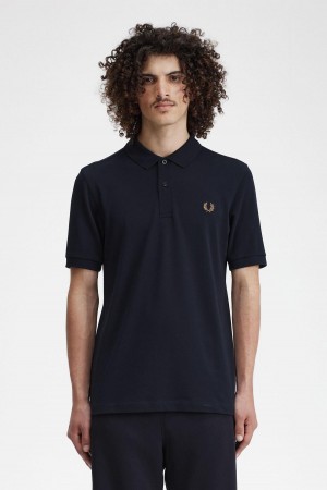 Navy / Shaded Stone Fred Perry M6000 Men's Polo Shirts | SSGVO78385