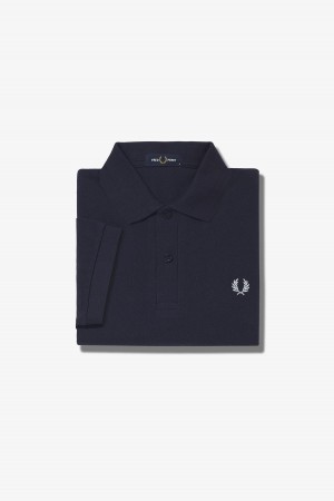 Navy / Snow White Fred Perry M6000 Men's Fred Perry Shirt | SGCIF48502