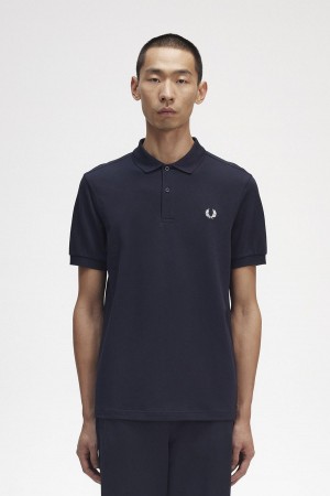 Navy / Snow White Fred Perry M6000 Men's Polo Shirts | ZSGMJ60495