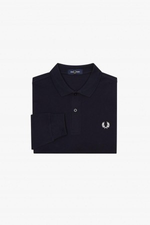 Navy / White Fred Perry M6006 Men's Fred Perry Shirt | XSGGW45451