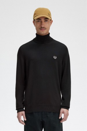 Night Green Fred Perry Roll Neck Jumper Men's Knitwear | ASGDF56124