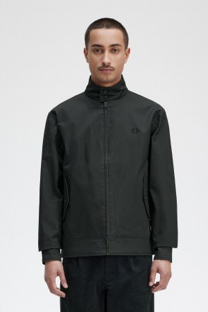 Night Green Fred Perry Waxed Cotton Men's Coats | GSGEC62318