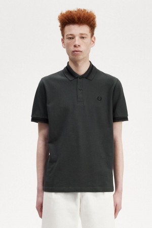 Night Green / Black Fred Perry M2 Men's Polo Shirts | SGDFL25393