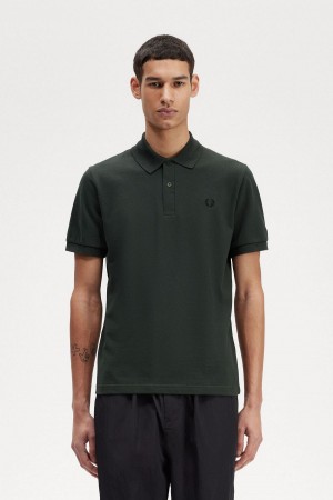 Night Green / Black Fred Perry M3 Men's Polo Shirts | SGICD72477