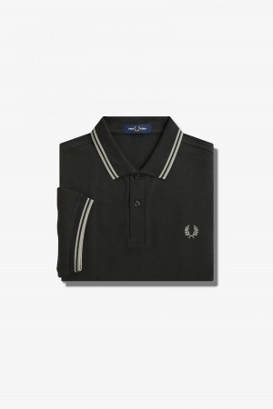 Night Green / Seagrass / Seagrass Fred Perry M3600 Men's Fred Perry Shirt | USGND17816