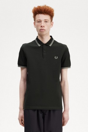 Night Green / Seagrass / Seagrass Fred Perry M3600 Men's Polo Shirts | SGIIZ47666