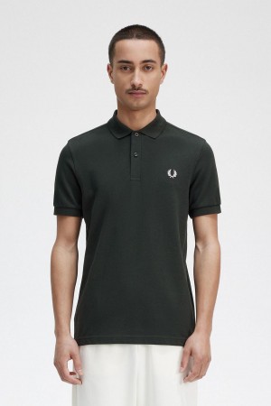 Night Green / Snow White Fred Perry M6000 Men's Polo Shirts | SGXMI63254