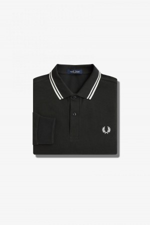 Night Green / Snow White / Snow White Fred Perry M3636 Men's Fred Perry Shirt | LSGSX65636