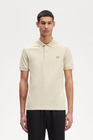 Oatmeal / Dark Caramel Fred Perry M6000 Men's Polo Shirts | SGCVG74061