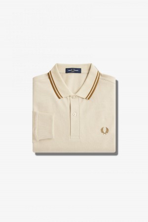 Oatmeal / Dark Caramel / Dark Caramel Fred Perry M3636 Men's Fred Perry Shirt | SGEGJ16613