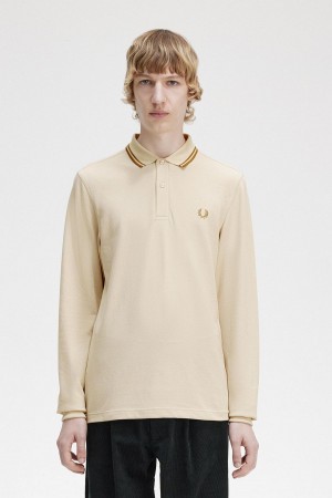 Oatmeal / Dark Caramel / Dark Caramel Fred Perry M3636 Men's Polo Shirts | SGZPD94660