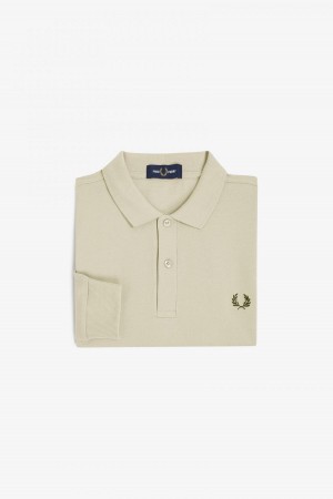 Oatmeal / Field Green Fred Perry M6006 Men's Fred Perry Shirt | USGND58830