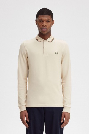 Oatmeal / Nut Flake / Field Green Fred Perry M3636 Men's Polo Shirts | SGEAH88151