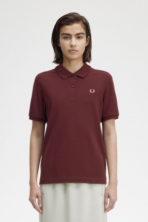 Oxblood / Dusty Rose Pink Fred Perry G6000 Women's T Shirts | SGJVR33653