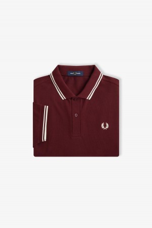 Oxblood / Ecru / Ecru Fred Perry M3600 Men's Fred Perry Shirt | PSGER25137