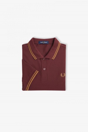 Oxblood / Shaded Stone / Shaded Stone Fred Perry M3600 Men's Fred Perry Shirt | SGJZR62082