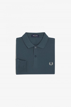 Petrol Blue Fred Perry M6006 Men's Polo Shirts | SGJKU40874