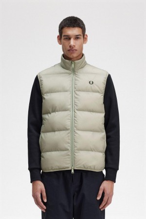 Seagrass Fred Perry Insulated Gilet Men's Coats | SGNEJ99352