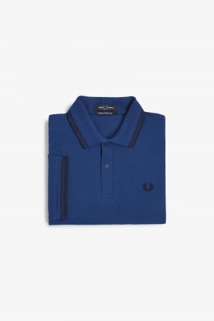 Shaded Cobalt / Navy / Navy Fred Perry M12 Men's Fred Perry Shirt | SGEGJ42873