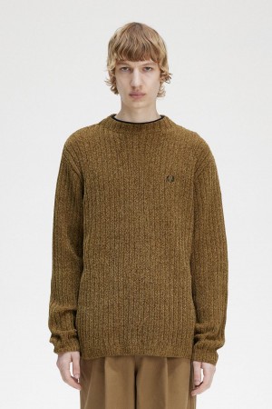 Shaded Stone Fred Perry Chenille Rib Jumper Men's Knitwear | ASGWC22967