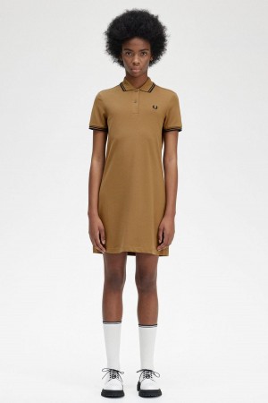 Shaded Stone Fred Perry Twin Tipped Fred Perry Shirt Women's Dress | BSGSO43075